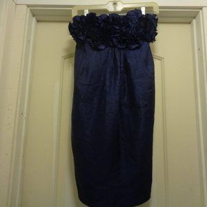 AQUA DRESSES MIDNITE BLUE SATIN RUFFLES SKIRT XS